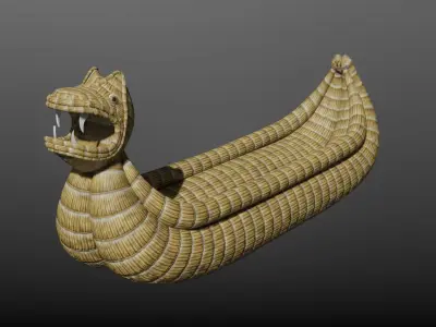 Cattail boat - Barco de totora 01 - Low poly 3D model