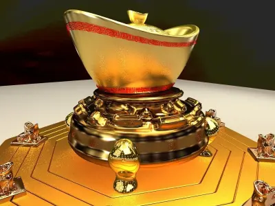 Chinese gold ingot  3D model