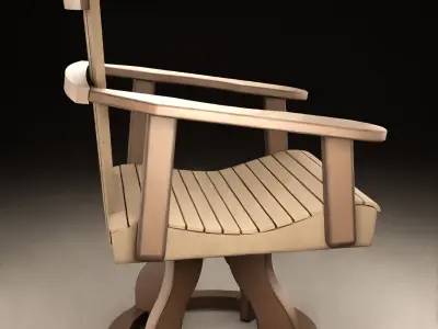 Detailed Wooden Arm Chair 3D model