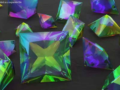 Princess Cut Mystic Topaz 3D model