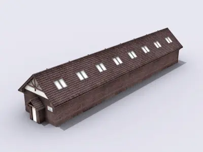 Big Garage Warehouse Low-poly 3D model