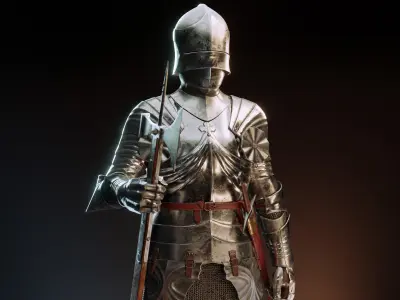 Medieval Gothic Knight armor Low-poly 3D model