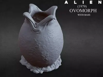 3D PRINTABLE OPEN ALIEN EGG OVOMORPH WITH BASE 3D print model