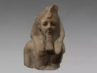 Egyptian stone bust Low-poly 3D model