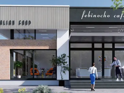 Cafe restaurants Low-poly 3D model