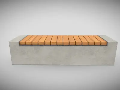 Outdoor Concrete Bench  Low-poly 3D model