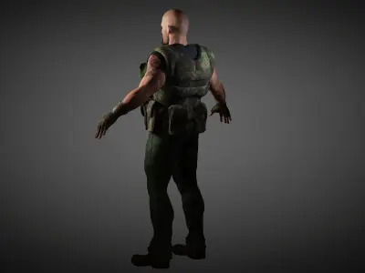 The Mercenary man in camouflage outfit Low-poly 3D model