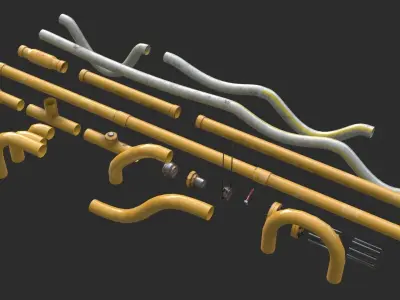 Modular Pipes - Gas Pipeline Low-poly 3D model