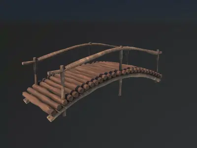 wooden bridge Low-poly 3D model