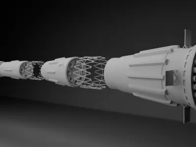 N1 Rocket Low-poly 3D model
