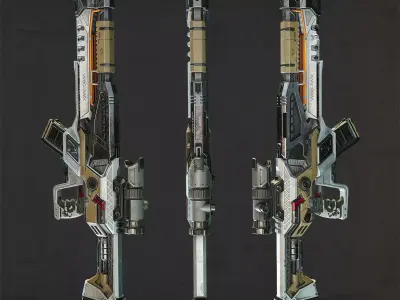 Futuristic Assault Rifle Low-poly 3D model