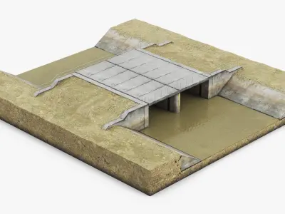 River Channel Spillway Crossing Structure 3D model