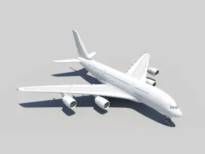 Airbus A380 with landing gear Low-poly 3D model