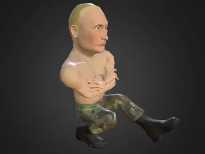 Putin 3D caricature low poly  Low-poly 3D model