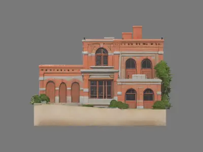Classical Revival House 3D Model Low-poly 3D model