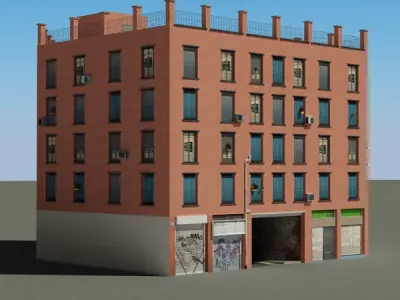 Building in shape of triangle Low-poly 3D model