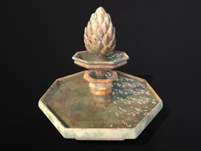 Pinha Style Waterfountain Low-poly 3D model