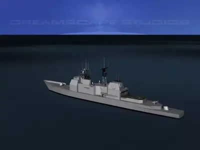 USS Thomas S Gates CG-51 LP Low-poly 3D model