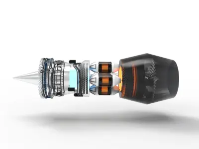 Jet engine N90 Low-poly 3D model