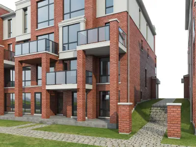 Apartment Complex Low-poly 3D model