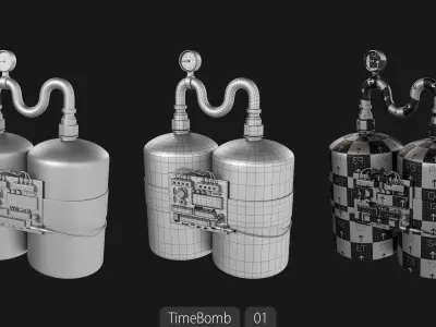 Explosive Collection-60 Base Meshes-Time bomb-Land Mine-Dynamite 3D model