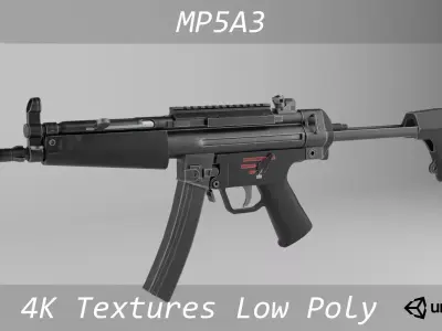 MP5A3 Low Poly Game Ready Rigged Low-poly 3D model