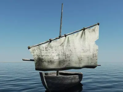 Old Sailing Boat Low-poly 3D model