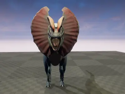 Dilophosaurus 3D model Maya 2016 Zbrush Low-poly 3D model