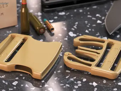 YKK Flat Dual Release Plastic Buckle Khaki 3D model