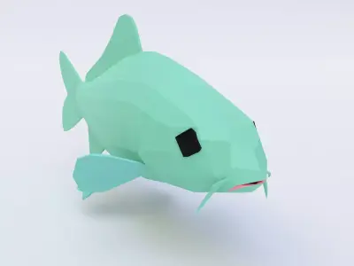 Freshwater common carp fish 3d model  Low-poly 3D model