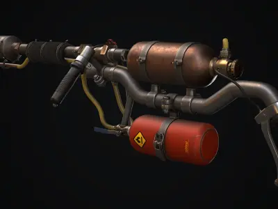 Flamethrower gun Low-poly 3D model