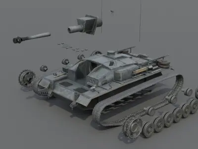 StuG III Ausf F Assault Gun Low-poly 3D model