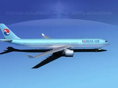 Airbus A330-300 Korean Air 3D model