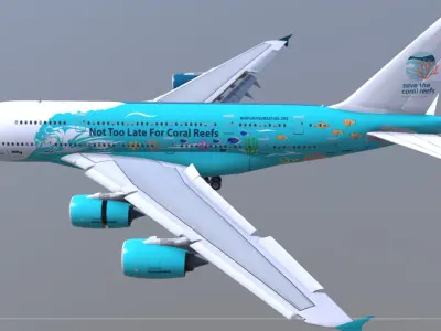 Airbus A380 HiFly 9H-MIP Low-poly 3D model