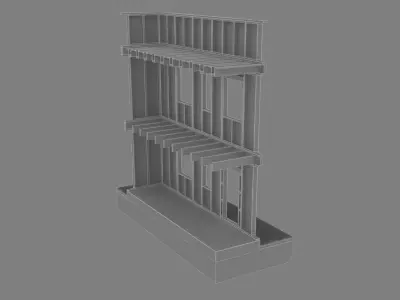 Timber Frame House Structural Section 3D model