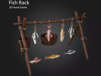 Fish Rack Low-poly 3D model