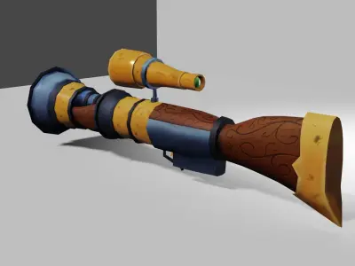 Stylized Handpainted Low Poly BlunderBuss Model Low-poly 3D model