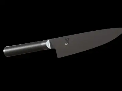Shun Chefs Knife steel brushed Low-poly 3D model