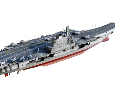 PLA NAVY Type 001A class aircraft carrier Shandong ship Low-poly 3D model