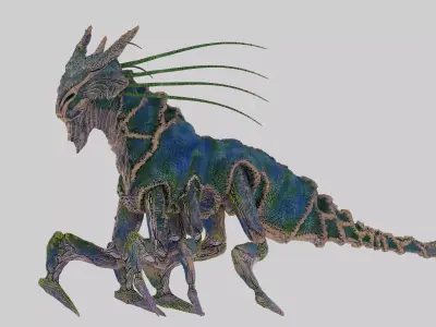 Seasectoid Sea Creature Model with Rig Low-poly 3D model