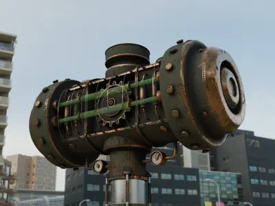 Steampunk Hammer Low-poly 3D model