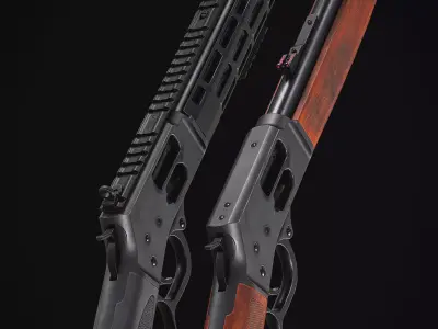 Model X lever action rifle Low-poly 3D model