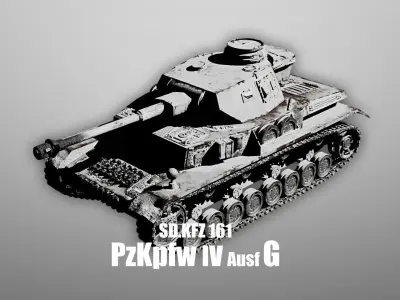 Panzer 4 - PzKpfw IV - Ausf G - Winter Livery Low-poly 3D model