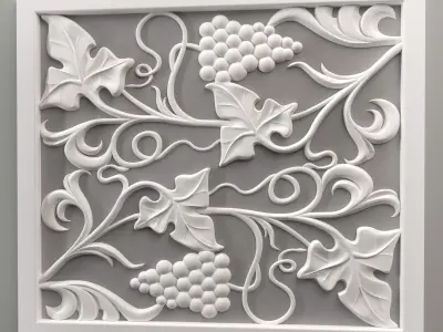 3D model stl doors with leaves and grapes for CNC router Free 3D print model