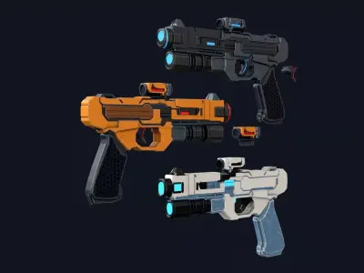 Sci-Fi Blaster Pistol Low-poly 3D model purchase