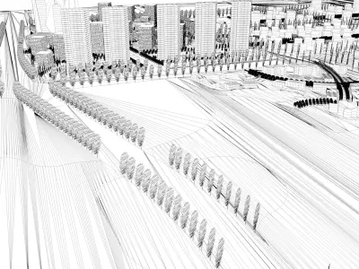 Urban highrise building building ancillary building commercial 3D model