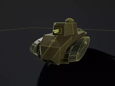 Renault FT 17 WW1 Tank Game Ready PBR 3D Model Low-poly 3D model