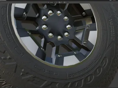 Wheel Hummer rim tyre with textures Low-poly 3D model