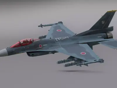 F2 Fighter Jet Low-poly 3D model