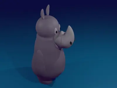 Cartoon rhinoceros Low-poly 3D model